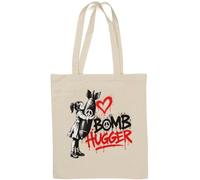 Girl Hugging Bomb with Peace Symbol Natural Cotton Tote Bag White