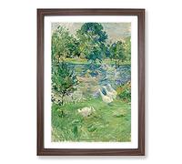 Girl in A Boat with Geese by Berthe Morisot Framed Print | A2 Walnut Framed Wall Art | Ready to Hang | Modern Vehicle Picture | Living Room Bedroom Lounge Office