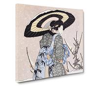 Girl in a Snow Storm by Utagawa Toyokuni Canvas Print | Gallery Wrapped 30mm Frame Wall Art | 14x14 inches | Ready to Hang | Asian Landscape Picture | Living Room Bedroom Lounge Office