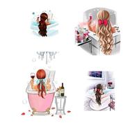 Girl in dress drawing Woman Mom Femme amazing ICING edible pictures cake topper (pattern 2), Multicolor
