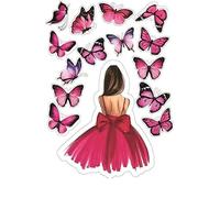 Girl in dress drawing Woman Mom Femme cute ICING edible pictures cake topper, Multicolor