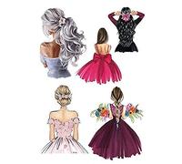 Girl in dress drawing Woman Mom Femme cute ICING edible pictures cake topper (pattern 1)