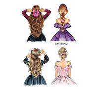 Girl in dress drawing Woman Mom Femme cute ICING edible pictures cake topper (pattern 2)