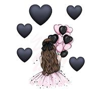 Girl in dress drawing Woman Mom Femme cute ICING edible pictures cake topper (pattern 3)