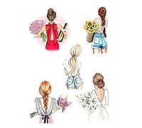 Girl in dress drawing Woman Mom Femme cute ICING edible pictures cake topper (pattern 4)