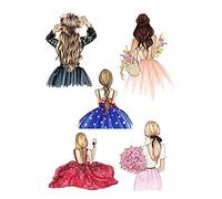 Girl in dress drawing Woman Mom Femme cute ICING edible pictures cake topper (pattern 6)