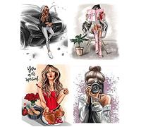 Girl in dress drawing Woman Mom Femme ICING edible pictures cake topper (pattern 4)