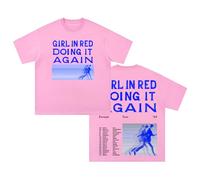 Girl in Red Doing It Again T-Shirt Europe Tour 2024 Short Sleeve Cotton Tee Men Women Streetwear Tops (S,Pink)