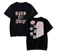 Girl in red Merch Logo Photo Print T-Shirt Women Men Casual Crewneck Short Sleeve Retro Singer Tee (L,Black)