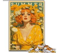 Girl in The Wildflowers 1000 Piece Jigsaw Puzzle for Adults Teens, Challenging Game And Family Play Parent-child Interaction (50x75cm)