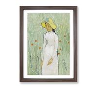 Girl In White By Vincent Van Gogh Classic Painting Framed Print | A2 Walnut Framed Wall Art | Ready to Hang | Classic Historical Picture | Living Room Bedroom Lounge Office