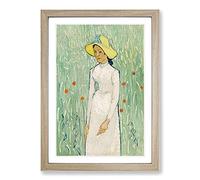 Girl in White by Vincent Van Gogh Framed Print | A2 Oak Framed Wall Art | Ready to Hang | Modern Historical Picture | Living Room Bedroom Lounge Office