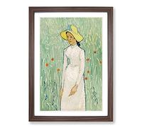 Girl in White by Vincent Van Gogh Framed Print | A2 Walnut Framed Wall Art | Ready to Hang | Modern Historical Picture | Living Room Bedroom Lounge Office