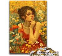 Girl in Wildflowers Summer 1000 Piece Jigsaw Puzzles for Adults Gifts,Stress Reliever Difficult Challenge Deal As Gifts for The Whole Family (38x26cm)