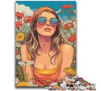 Girl in Wildflowers Summer 2000 Piece Jigsaw Puzzles for Teenagers,Learning Educational Toys Family Games Gifts for Friends And Family (70X100cm)