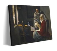 Girl Interrupted at Her Music By Johannes Vermeer Artists Works Printed Posters Canvas And Wall Art Picture Print Modern Family Bedroom Decors 20x30inch(50x75cm)