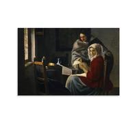 Girl Interrupted at Her Music By Johannes Vermeer Artists Works Printed Posters Wall Art Bedroom Prints Home Decor Hanging Picture Canvas 16x24inch(40x60cm)