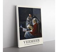 Girl Interrupted At Her Music By Johannes Vermeer Exhibition Museum Painting Canvas Wall Art Print Ready to Hang, Framed Picture for Living Room Bedroom Home Office Décor, 76x50 cm (30x20 Inch)