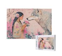 Girl Jigsaw Puzzles for Adults 1000 Piece, Wolf Puzzles for Adults Wooden, Funny/Difficult/Impossible/Challenging Decompression Games, As a Birthday for Women and Men ML-784