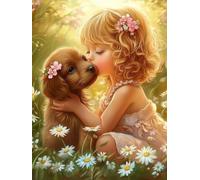 Girl Kissing a Dog 120 Piece Artistic Jigsaw Puzzle | Brain Exercises for Adults Puzzles - Vibrant Colors, Cultural Art, Premium Quality - Modern Home Decor Funny Gifts