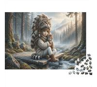 Girl & Kitten Classic 1000 Pc Rigid Cardboard Jigsaw Forest Valley Seniors Brain Training Rainy Day Fun Must-Have Puzzle Lovers 38x26cm/1000pcs