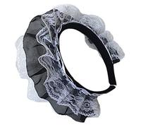 Girl Lace Headband with Multilayer Lace, Black and white | Mesh Lace Novelty Headpiece for Maid Anime Cosplay, Girls Lace Headwear, Cute Novelty Headwear, Hair