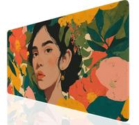 Girl Large Gaming Mouse Pad 900x300x3mm XXL Extended Desk Mat, Yellow Mouse Mat with Non-Slip Rubber Base, Gaming Mousepad Waterproof, Desk Pad Stitched Edge for Office, Home, Laptop, Gifts UK-124