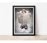 Girl Lemon Roan Cocker Spaniel On Toilet - Funny Bathroom Print - Girl Dog Picture En Suite Wall Art Downstairs Loo Sign Dog Portrait - Humour (A4 Print Only)