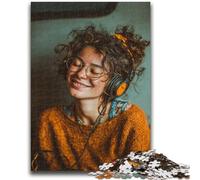 Girl Listening to Music 1000 Piece Jigsaw Puzzles for Teenagers Gifts,Help The Brain Exercise Addictive Toys to Cultivate Patience Suitable for Couples (50x75cm)