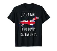 Girl love Dachshunds - Union Jack cute t-shirt T-Shirt