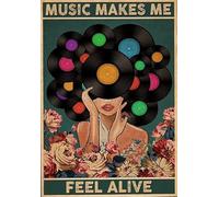 Girl Love Music Metal Tin Sign Music Makes Me Feel Alive Musician Art Music Lovers Metal Tin Sign Vintage Enjoy Music Life Quote Tin Sign Wall Decor for Home Bar Decor Gi