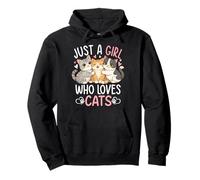 Girl Loves Cats Quote Cute Kittens Hearts Artwork Pullover Hoodie