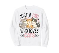 Girl Loves Cats Quote Cute Kittens Hearts Artwork Sweatshirt