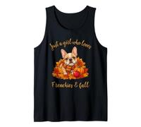 Girl Loves Frenchie & Fall T-Shirt Pumpkin Dog Mom Gift Tank Top