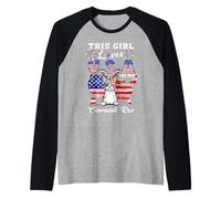 Girl Loves USA Her Cornish Rex Cat 4th of July Patriotic Raglan Baseball Tee