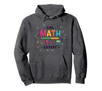Girl Math Expert: Colorful STEM Empowerment Pullover Hoodie, Adult Unisex, Dark Heather Grey, M