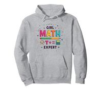 Girl Math Expert: Colorful STEM Empowerment Pullover Hoodie, Adult Unisex, Heather Grey, XL