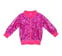 Girl Metallic Jacket Kids Toddler Varsity Jacket Zip up Sequin Bomber Jacket Outwear Glitter Fall Jacket Coat Casual Coat (RD1, 6 Years)