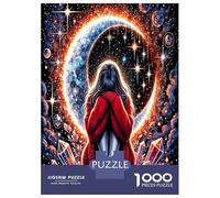 Girl Moon Crystal 1000pc Puzzle for Adults Mystic Crystal Vibe Jigsaw Puzzle Thick Cardboard Impossible Hard Challenging Relaxation Creativity Gift Giving for Adults 52x38cm/1000pcs