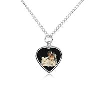 Girl On A Jasmine Flower Pet Urn Necklace Personalized Ash Necklace Pet Cremation Jewelry Memorial Necklace for Pet Dog Cat