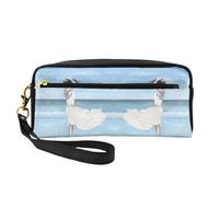 Girl On A Windy Beach Double-Sided Printed Leather Portable Makeup Pouch-Multi-Purpose Cosmetic Bag, Pencil Case and Organizer for Women