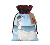 Girl On A Windy Beach Print Christmas Drawstring Gift Bags Large Xmas Present Storage Bag