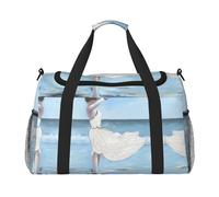 Girl On A Windy Beach Print Womens Sports Bags Travel Bag - Gym Tote Bag with Compartment,Duffel Bags for Men,Ladies Holdall,Carry On Weekend Travel Handbags for Women