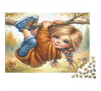Girl on Branch 1000 Piece Jigsaw Puzzles for Adults, Recycled Cardboard, Upside Down Girl, Stress Relief Leisure, Creative Home Decor, for Puzzle Enthusiasts 38x26cm/1000pcs