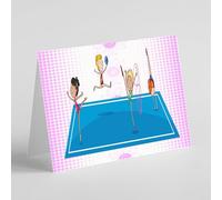 Girl performing gymnastics birthday card