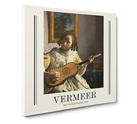 Girl Playing Instrument By Johannes Vermeer Canvas Print | Gallery Wrapped 30mm Frame Wall Art | 20x20 inches | Ready to Hang | Baroque People Picture | Living Room Bedroom Lounge Office