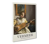Girl Playing Instrument By Johannes Vermeer Canvas Print | Gallery Wrapped 30mm Frame Wall Art | 24x16 inches | Ready to Hang | Baroque People Picture | Living Room Bedroom Lounge Office
