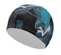 Girl Playing Piano Swim Cap for Women Men,Swimming Cap-Comfortable Flexible,Swim Hat for Long Thick Curly Hair & Braids Hair