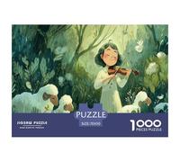 Girl Playing The Violin Puzzles 1000 Pieces Challenge Toy for Adults and Children Healing Forest Creative Puzzles Educational Challenge Home Decor Gift 70x50cm 1000pcs
