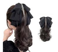 Girl Ponytail Hair Extensions Claw Hairpiece With Elegant Bowknot Photo Props Fashion 2000s Hair